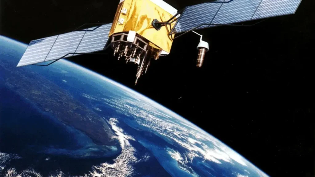 NASA illustration of a GPS satellite orbiting above Earth