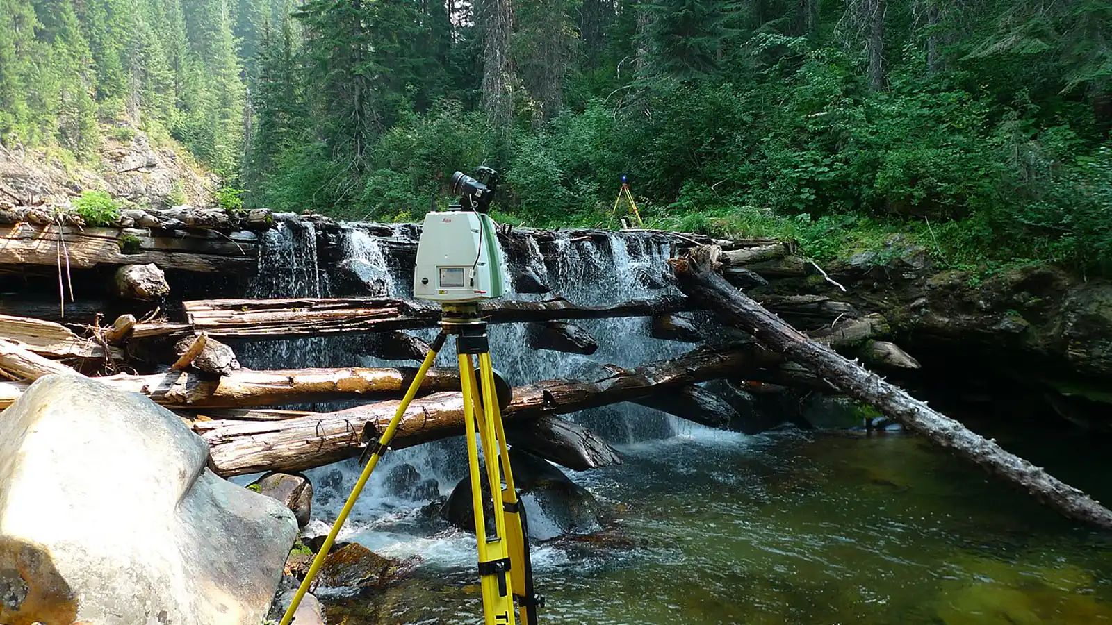 Terrestrial LiDAR equipment set up to evaluate an archaeological site