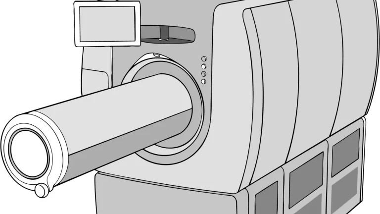 Research participant positioned in a combined PET and MRI brain scanner