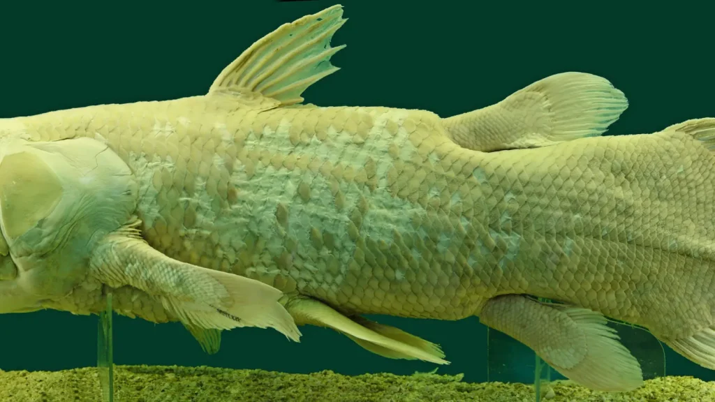Preserved coelacanth displayed in a natural history museum